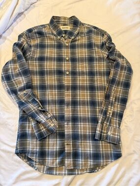 Taylor Stitch Blue and Brown Plaid Button-Down Shirt 38